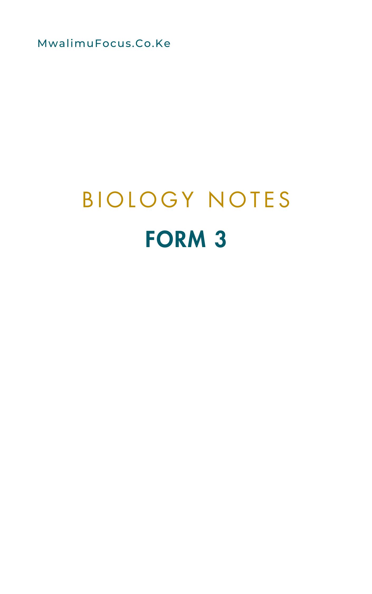 Biology Notes Form 3