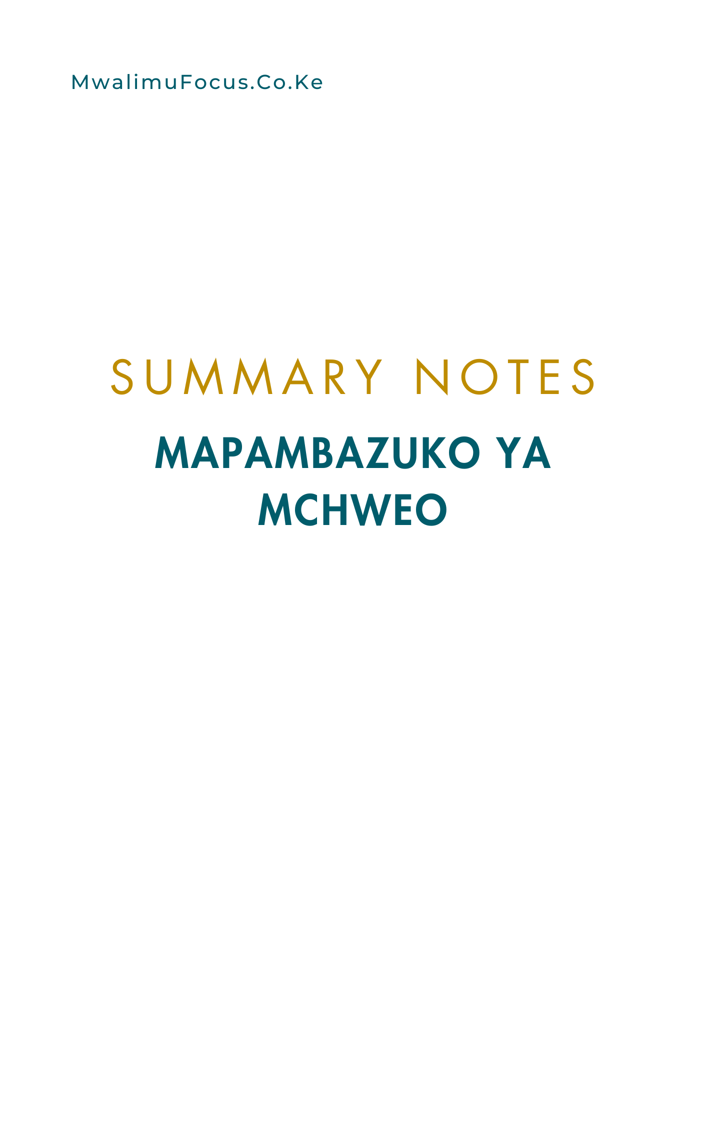 Mapambazuko ya machweo summary notes